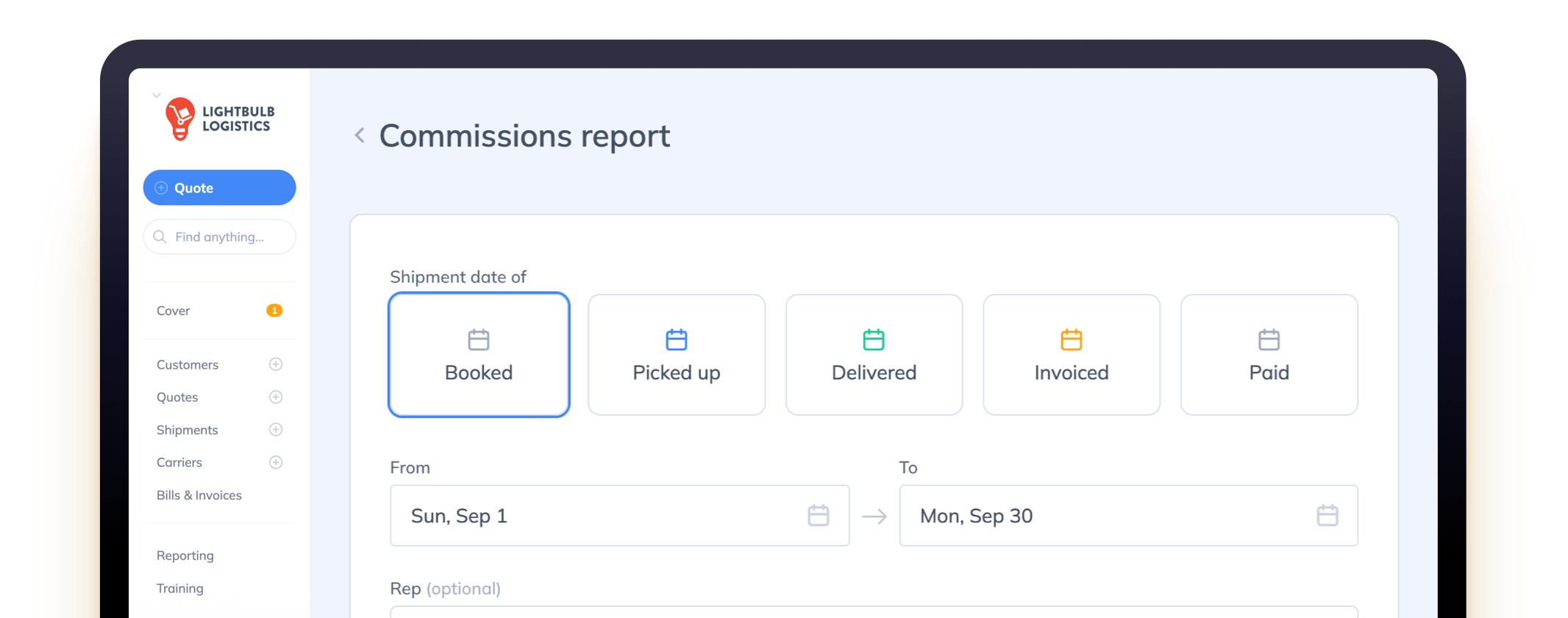 Powerful analytics and reporting tools for freight brokerages Freight Broker Commissions reporting tool